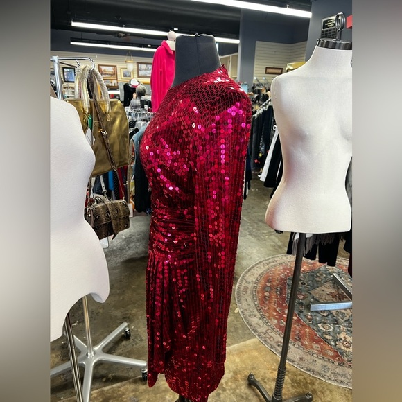Oleg Cassini Red Sequin Cocktail Dress (Size 8)​ - Picture 4 of 7